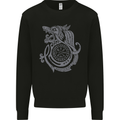Viking Wolf With Vegvisir Symbol Mens Sweatshirt Jumper Black