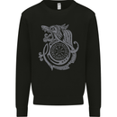 Viking Wolf With Vegvisir Symbol Mens Sweatshirt Jumper Black