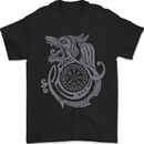 Viking Wolf With Vegvisir Symbol Mens T-Shirt 100% Cotton Black