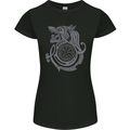 Viking Wolf With Vegvisir Symbol Womens Petite Cut T-Shirt Black