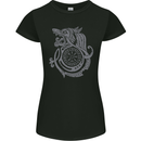 Viking Wolf With Vegvisir Symbol Womens Petite Cut T-Shirt Black