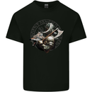 Viking Wolf and Axe With Vegvisir Viking Symbols Mens Cotton T-Shirt Tee Top Black