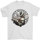 Viking Wolf and Axe With Vegvisir Viking Symbols Mens T-Shirt 100% Cotton White