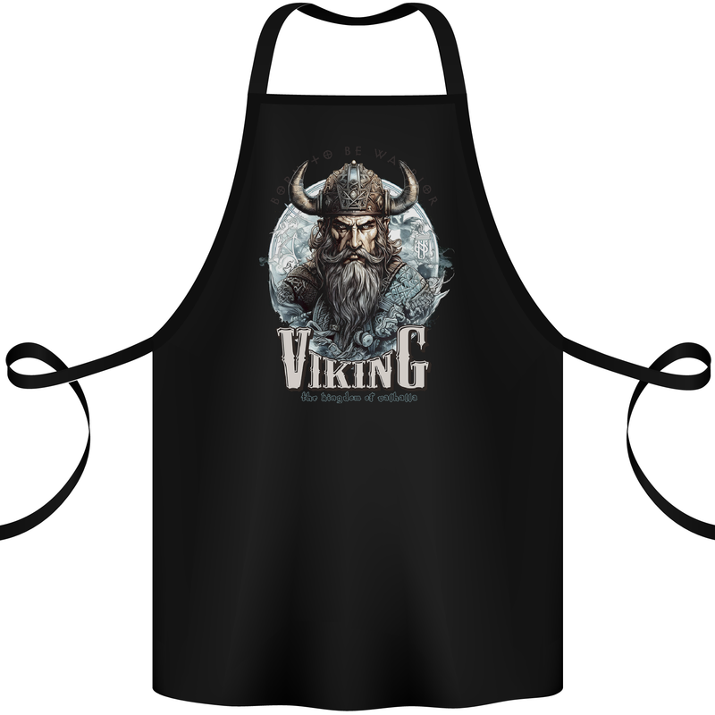 Viking the Kingdom of Valhalla Cotton Apron 100% Organic Black