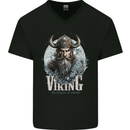 Viking the Kingdom of Valhalla Mens V-Neck Cotton T-Shirt Black