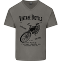 Vintage Bicycle Cycling Cyclist Retro Bike Mens V-Neck Cotton T-Shirt Charcoal
