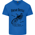 Vintage Bicycle Cycling Cyclist Retro Bike Mens V-Neck Cotton T-Shirt Royal Blue