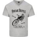Vintage Bicycle Cycling Cyclist Retro Bike Mens V-Neck Cotton T-Shirt Sports Grey