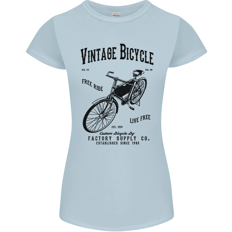 Vintage Bicycle Cycling Cyclist Retro Bike Womens Petite Cut T-Shirt Light Blue