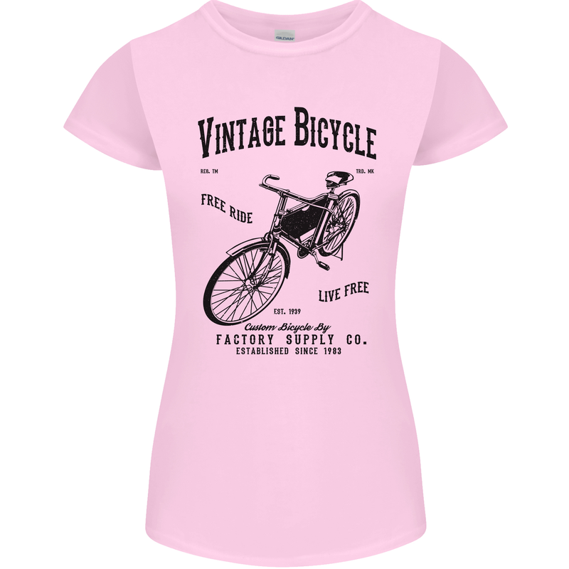 Vintage Bicycle Cycling Cyclist Retro Bike Womens Petite Cut T-Shirt Light Pink