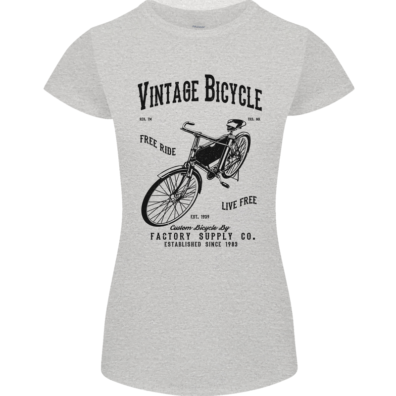 Vintage Bicycle Cycling Cyclist Retro Bike Womens Petite Cut T-Shirt Sports Grey