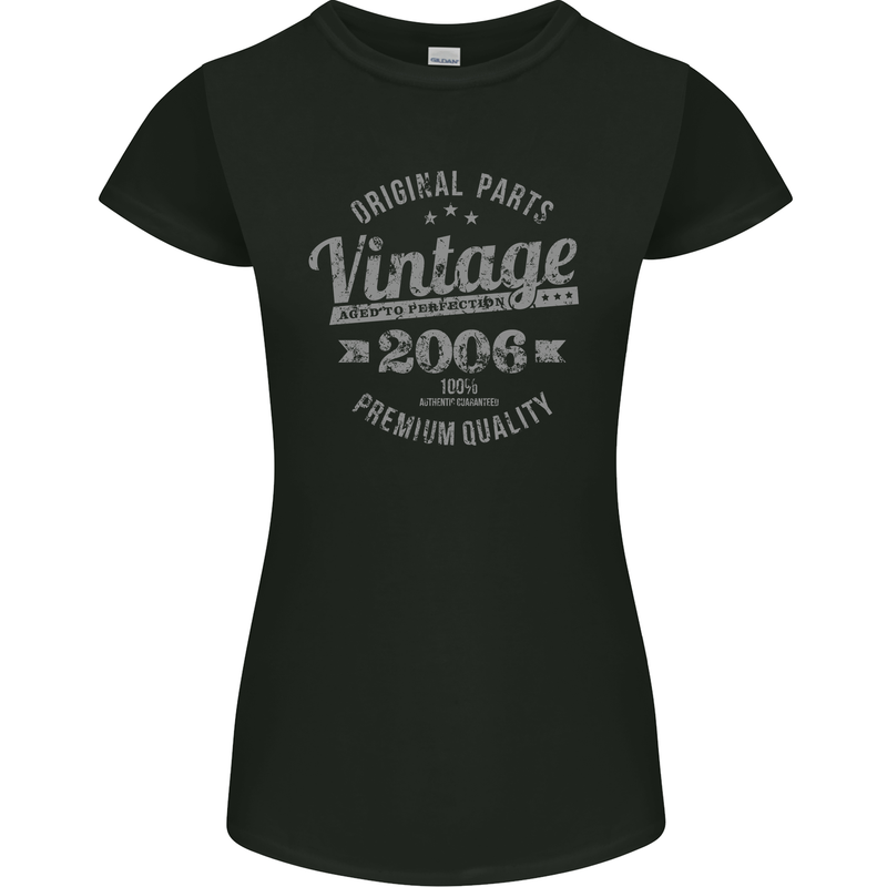 Vintage Year 18th Birthday 2006 Womens Petite Cut T-Shirt Black