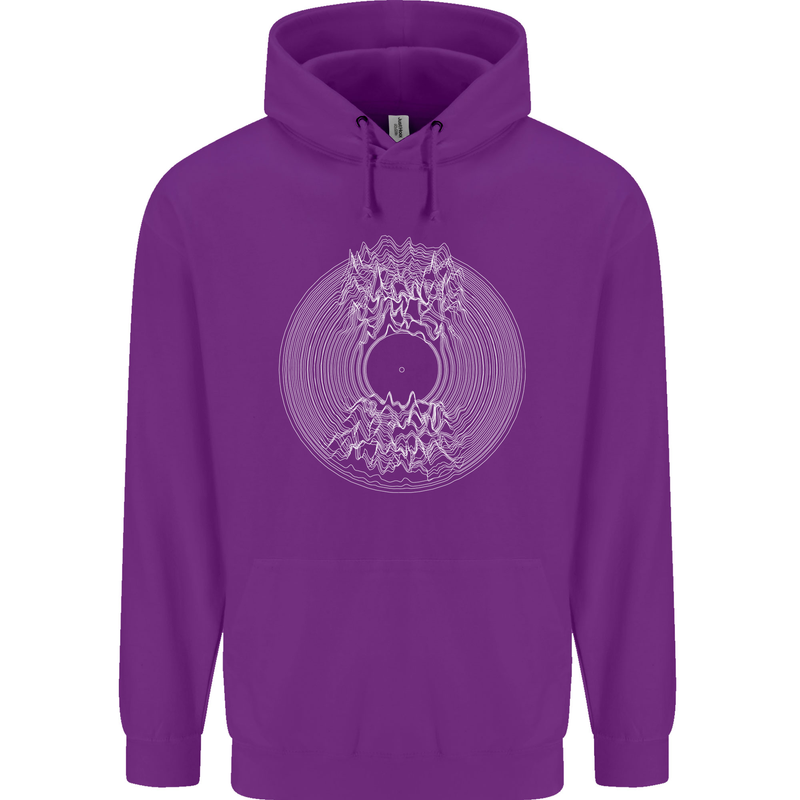 Vinyl Music Sound Waves Turntable DJ Decks Childrens Kids Hoodie Purple