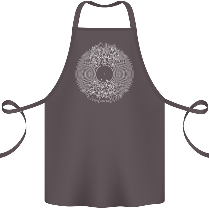 Vinyl Music Sound Waves Turntable DJ Decks Cotton Apron 100% Organic Dark Grey