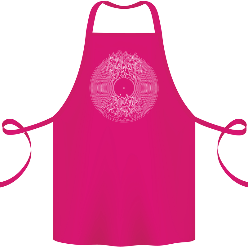 Vinyl Music Sound Waves Turntable DJ Decks Cotton Apron 100% Organic Pink