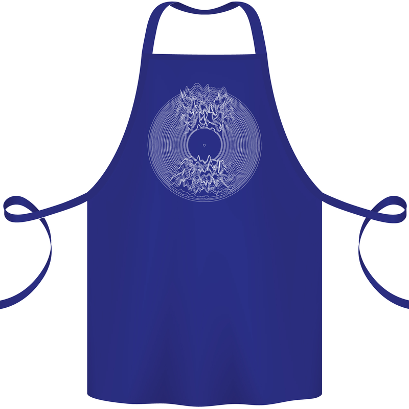 Vinyl Music Sound Waves Turntable DJ Decks Cotton Apron 100% Organic Royal Blue