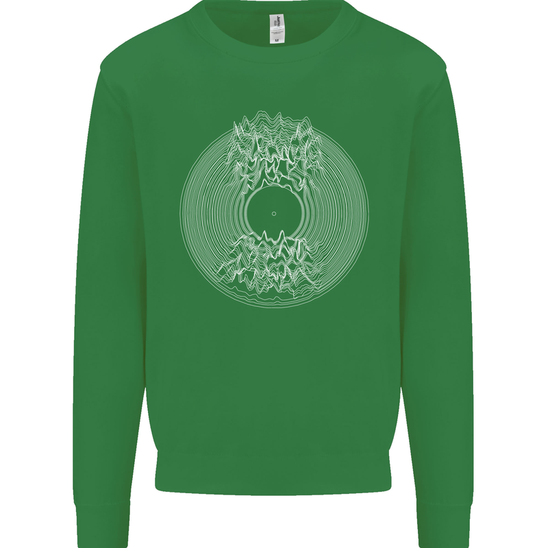 Vinyl Music Sound Waves Turntable DJ Decks Kids Sweatshirt Jumper Irish Green