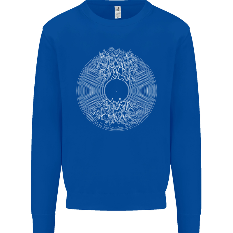 Vinyl Music Sound Waves Turntable DJ Decks Kids Sweatshirt Jumper Royal Blue