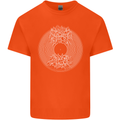 Vinyl Music Sound Waves Turntable DJ Decks Mens Cotton T-Shirt Tee Top Orange