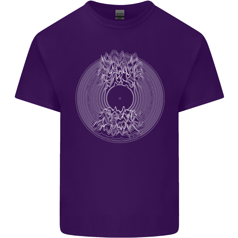 Vinyl Music Sound Waves Turntable DJ Decks Mens Cotton T-Shirt Tee Top Purple