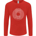 Vinyl Music Sound Waves Turntable DJ Decks Mens Long Sleeve T-Shirt Red