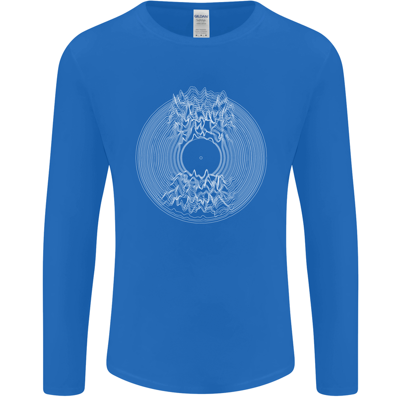 Vinyl Music Sound Waves Turntable DJ Decks Mens Long Sleeve T-Shirt Royal Blue