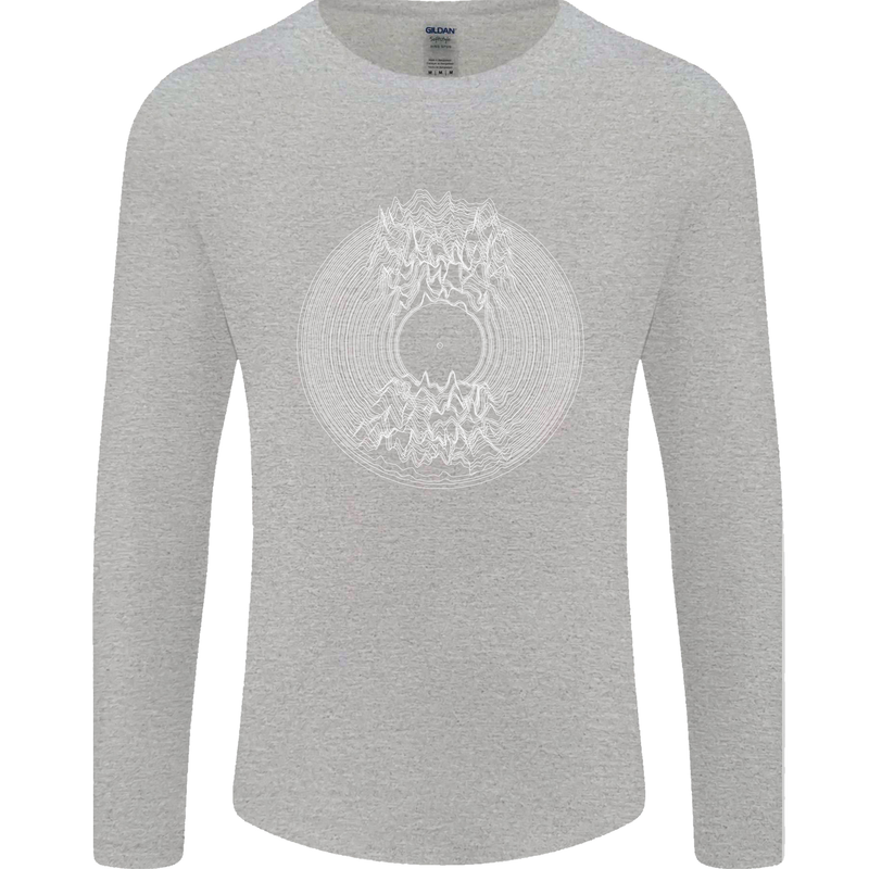 Vinyl Music Sound Waves Turntable DJ Decks Mens Long Sleeve T-Shirt Sports Grey