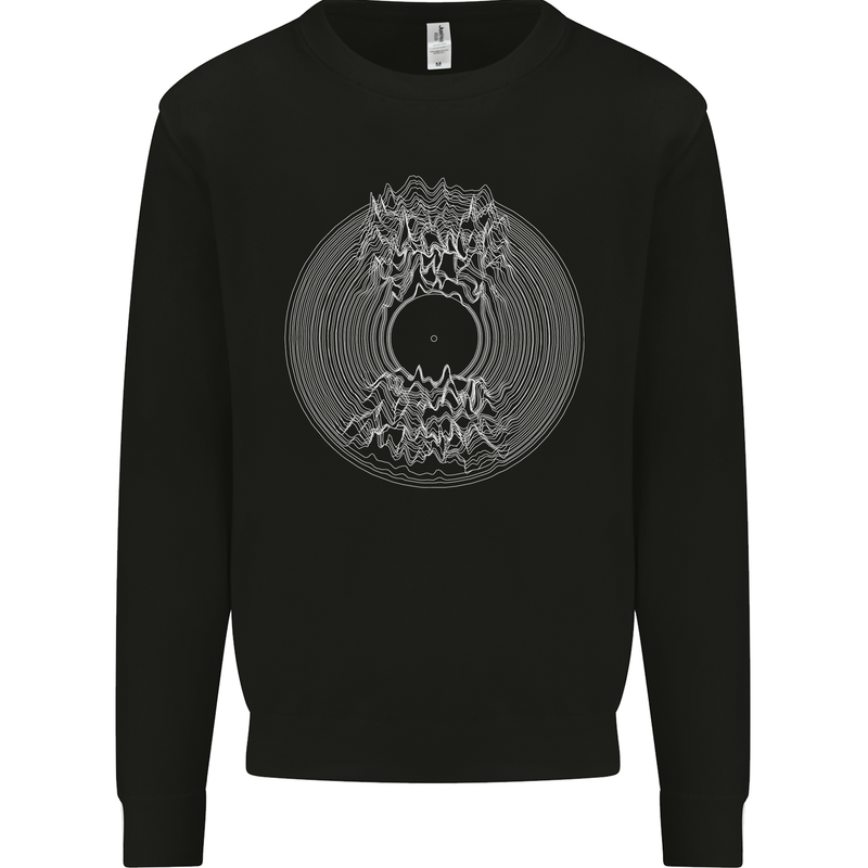 Vinyl Music Sound Waves Turntable DJ Decks Mens Sweatshirt Jumper Black