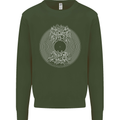 Vinyl Music Sound Waves Turntable DJ Decks Mens Sweatshirt Jumper Forest Green