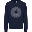Vinyl Music Sound Waves Turntable DJ Decks Mens Sweatshirt Jumper Navy Blue