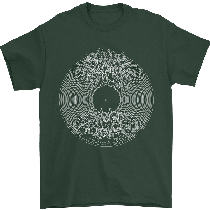 Vinyl Music Sound Waves Turntable DJ Decks Mens T-Shirt 100% Cotton Forest Green