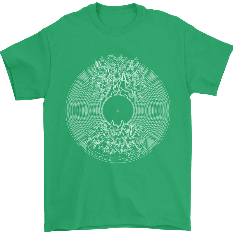 Vinyl Music Sound Waves Turntable DJ Decks Mens T-Shirt 100% Cotton Irish Green