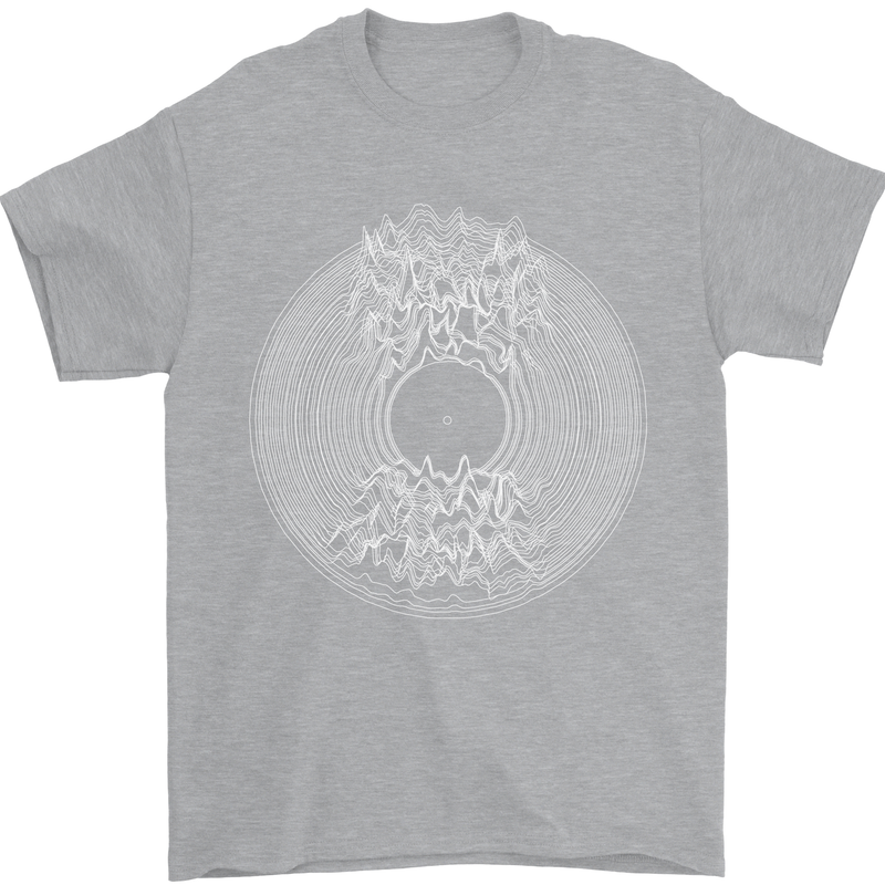 Vinyl Music Sound Waves Turntable DJ Decks Mens T-Shirt 100% Cotton Sports Grey