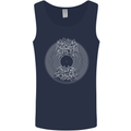 Vinyl Music Sound Waves Turntable DJ Decks Mens Vest Tank Top Navy Blue