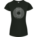 Vinyl Music Sound Waves Turntable DJ Decks Womens Petite Cut T-Shirt Black