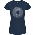 Vinyl Music Sound Waves Turntable DJ Decks Womens Petite Cut T-Shirt Navy Blue