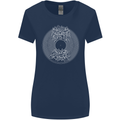 Vinyl Music Sound Waves Turntable DJ Decks Womens Wider Cut T-Shirt Navy Blue