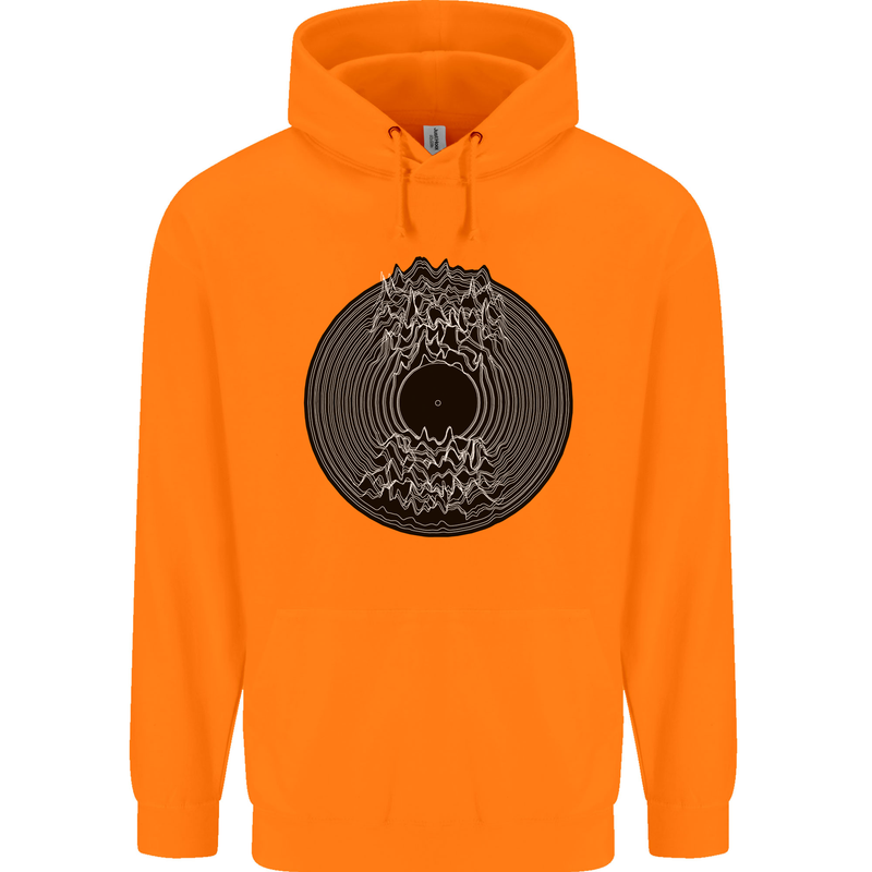 Vinyl Music Sound Waves Turntable Decks DJ Childrens Kids Hoodie Orange