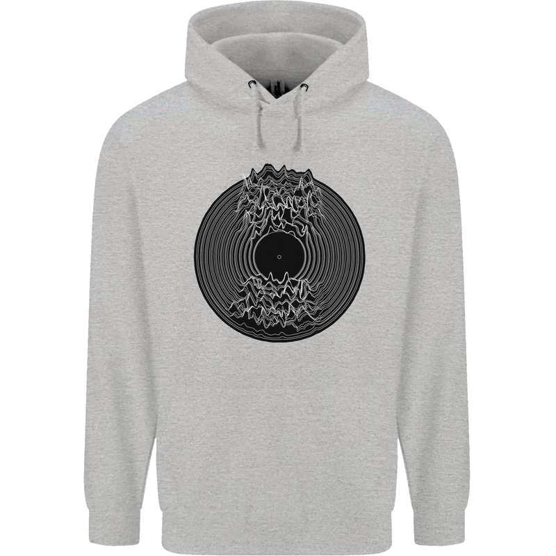 Vinyl Music Sound Waves Turntable Decks DJ Childrens Kids Hoodie Sports Grey