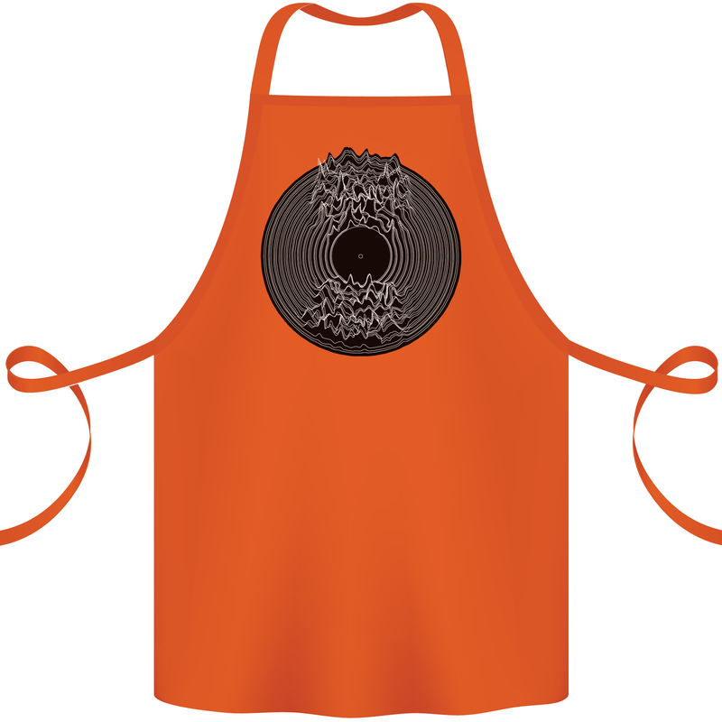 Vinyl Music Sound Waves Turntable Decks DJ Cotton Apron 100% Organic Orange