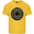 Vinyl Music Sound Waves Turntable Decks DJ Mens Cotton T-Shirt Tee Top Yellow