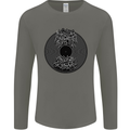 Vinyl Music Sound Waves Turntable Decks DJ Mens Long Sleeve T-Shirt Charcoal