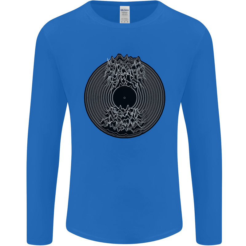 Vinyl Music Sound Waves Turntable Decks DJ Mens Long Sleeve T-Shirt Royal Blue