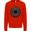 Vinyl Music Sound Waves Turntable Decks DJ Mens Sweatshirt Jumper Bright Red