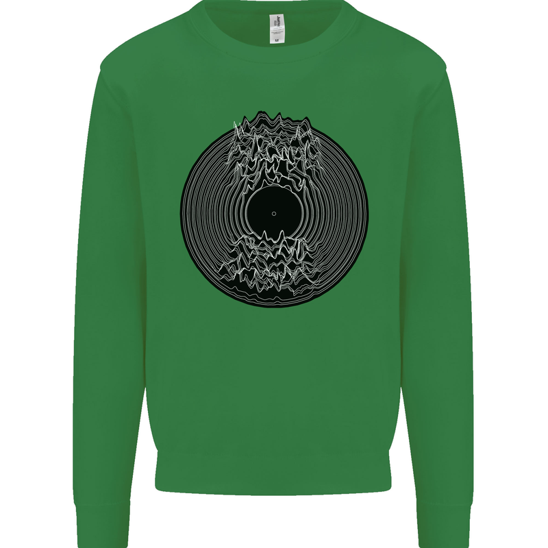 Vinyl Music Sound Waves Turntable Decks DJ Mens Sweatshirt Jumper Irish Green