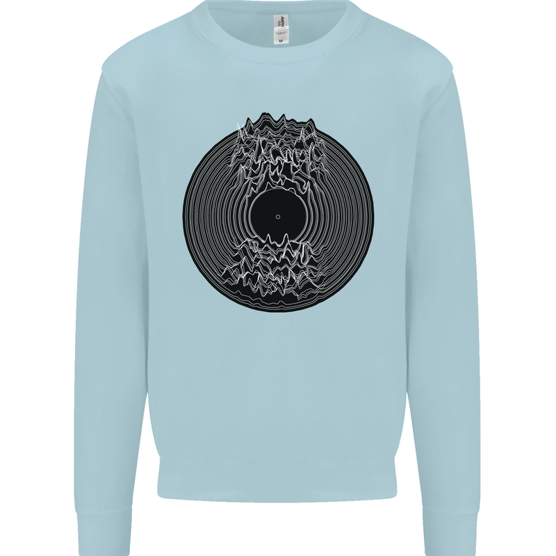 Vinyl Music Sound Waves Turntable Decks DJ Mens Sweatshirt Jumper Light Blue