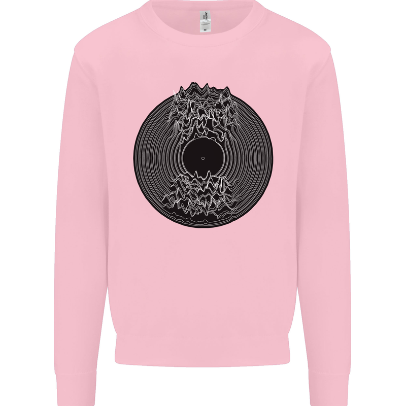 Vinyl Music Sound Waves Turntable Decks DJ Mens Sweatshirt Jumper Light Pink