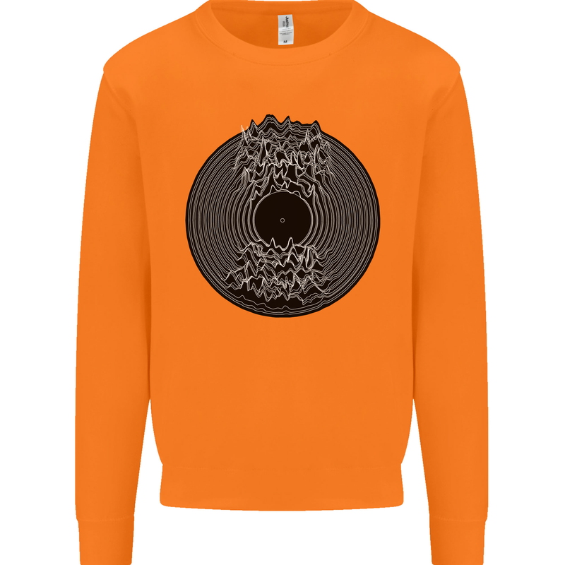 Vinyl Music Sound Waves Turntable Decks DJ Mens Sweatshirt Jumper Orange