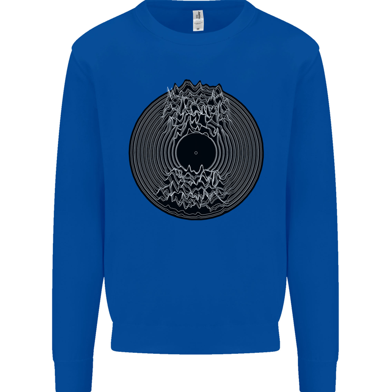 Vinyl Music Sound Waves Turntable Decks DJ Mens Sweatshirt Jumper Royal Blue