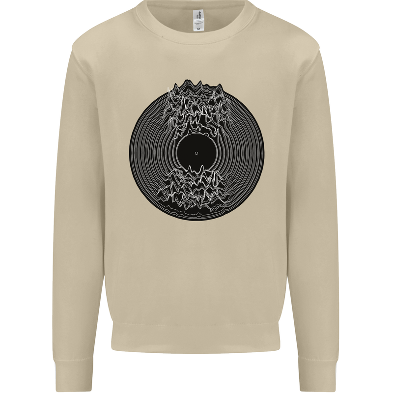 Vinyl Music Sound Waves Turntable Decks DJ Mens Sweatshirt Jumper Sand